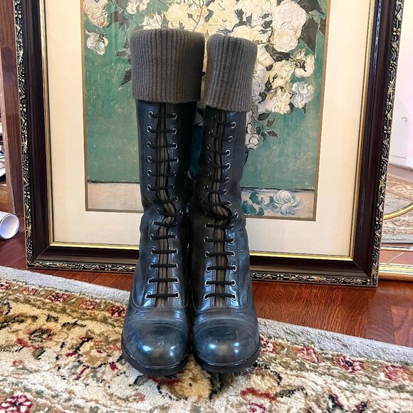 Nike Shoes - Cole Haan Nike Air Whitley Grey Leather Tall Lace Up Boots 8B